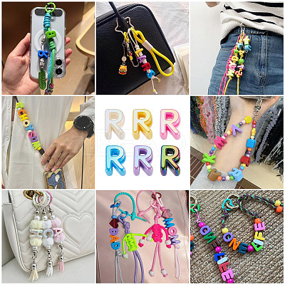 20Pcs UV Plating Opaque Acrylic European Beads OACR-TADJ0001-16R-1