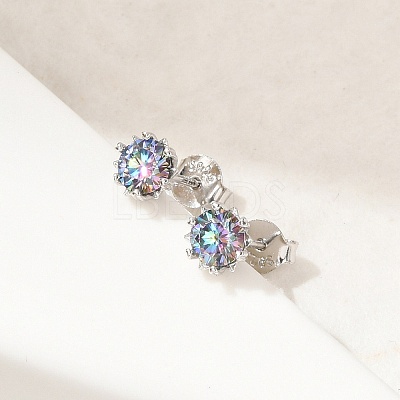 925 Sterling Silver Moissanite Rhinestone Stud Earrings EJEW-U042-05P-03-1