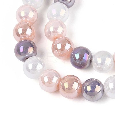 Electroplate Glass Beads Strands X-EGLA-N019-8mm-01-1