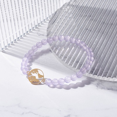 Natural Malaysia Jade(Dyed) Round Beads Stretch Bracelet BJEW-JB07223-1