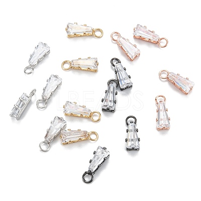 Brass Clear Cubic Zirconia Charms ZIRC-G170-10-1