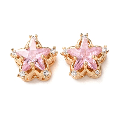 Brass Micro Pave Pink Cubic Zirconia Beads CU-CBAEC99-34G-01-1