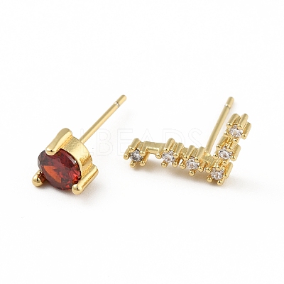 Cubic Zirconia Constellation Asymmetrical Earrings EJEW-C035-16G-02-1