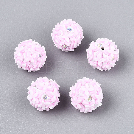Handmade Polymer Clay Rhinestone and Resin Beads CLAY-T022-01F-1