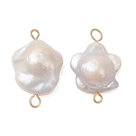 Natural Baroque Keshi Pearl Plum Bossom Flower Links Connector Charms PALLOY-JF05270-1