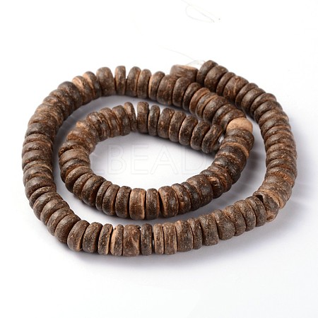 Natural Coconut Shell Rondelle Bead Strands COCB-O001-03-1