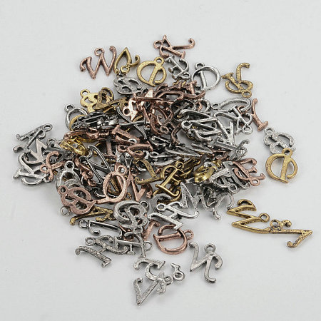 Rack Plating Alloy Letter Charms PALLOY-G255-1