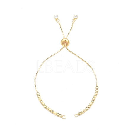 Brass Box Chains Slider Bracelet Making with Clear Cubic Zirconia Tiny Charms BJEW-N021-03-1