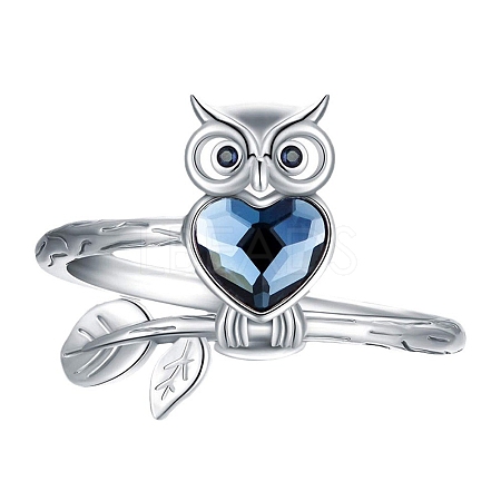 Alloy Rhinestone Owl Finger Rings for Women PW-WG327F8-01-1