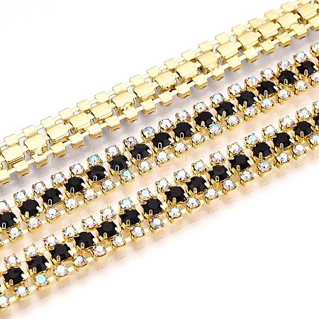 Iron Rhinestone Cup Chains CH-T006-04G-06-1