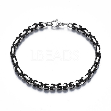 Ion Plating(IP) Two Tone 201 Stainless Steel Byzantine Chain Bracelets BJEW-S057-95A-1