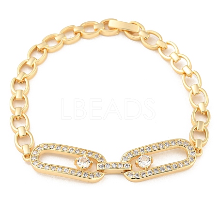Golden Brass Micro Pave Cubic Zirconia Link Bracelets BJEW-P314-A03-G-1