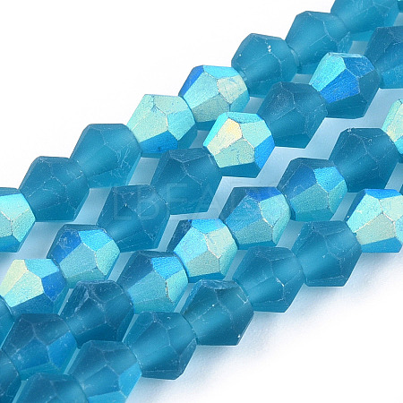 Imitate Austrian Crystal Bicone Frosted Glass Beads Strands GLAA-F029-TM3mm-A01-1