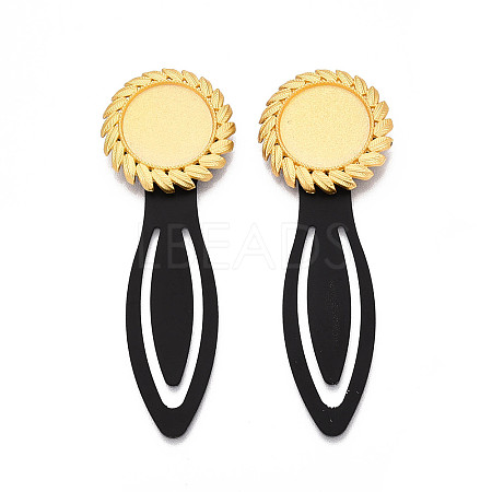 Alloy & Iron Bookmark Cabochon Settings PALLOY-N184-06G-1