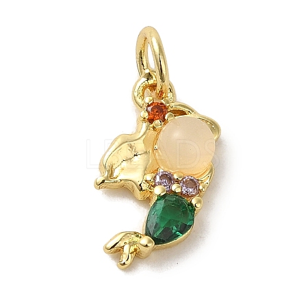 Brass Micro Pave Colorful Cubic Zirconia Glass Pendants KK-R162-026G-G-1