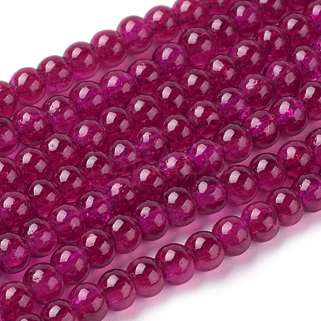 Spray Painted Crackle Glass Beads Strands CCG-Q002-4mm-08-1