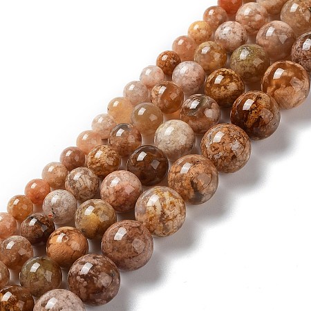 Natural Flower Agate Beads Strands G-B044-A01-04-1