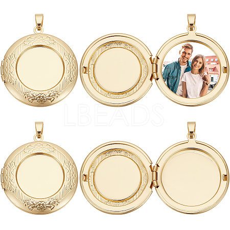 6Pcs Brass Locket Pendants KK-BBC0015-47-1