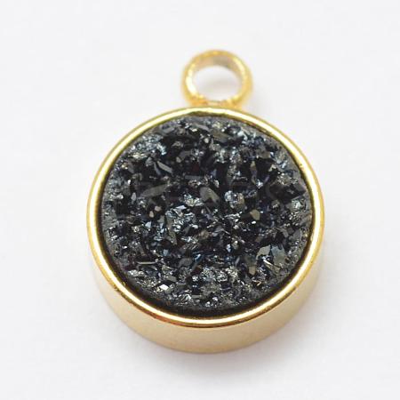Electroplated Natural Druzy Agate Charms G-P321-04G-D-1