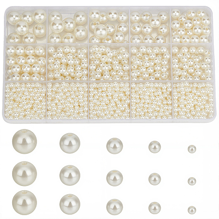 1573Pcs 5 Styles ABS Plastic Imitation Pearl Beads KY-PA0001-13A-1