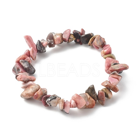 Chip Natural Rhodonite Stretch Beaded Bracelets for Kids BJEW-JB06305-04-1