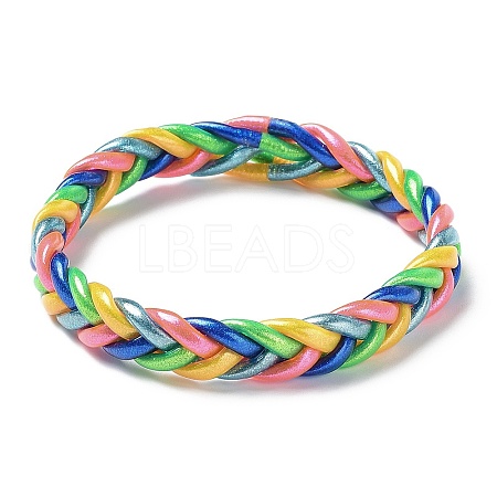 Sparkling Plastic Cord Braided Stretch Bracelets BJEW-R313-04A-1
