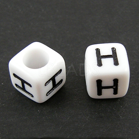 Letter Acrylic European Large Hole Beads OPDL-R050-10mm-H-1