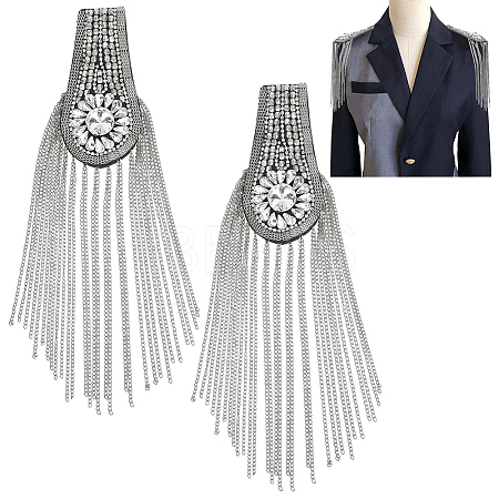 Fashion Iron Chain Tassel Epaulettes AJEW-WH0419-16P-1