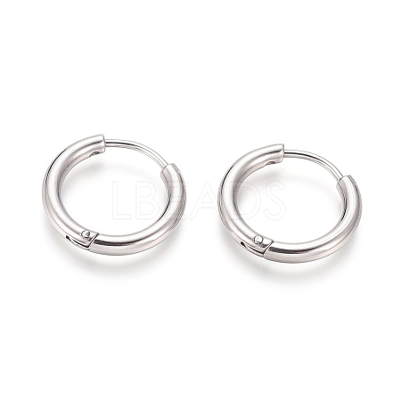 Tarnish Resistant 304 Stainless Steel Huggie Hoop Earrings LS-EJEW-F111B-17mm-P-1