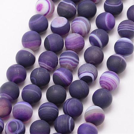 Natural Striped Agate/Banded Agate Bead Strands G-K166-12-6mm-02-1