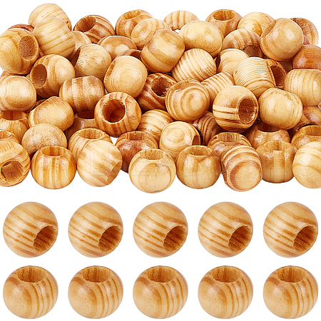 100Pcs Wood European Beads WOOD-PA0001-77-1