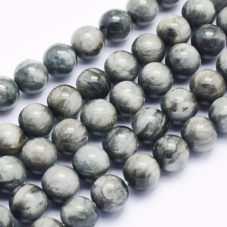 Natural Hawk's Eye Beads Strands G-O166-09-6mm-1