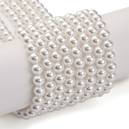 Baking Paint Pearlized Glass Pearl Round Bead Strands PEAR-H019-02A-04-1