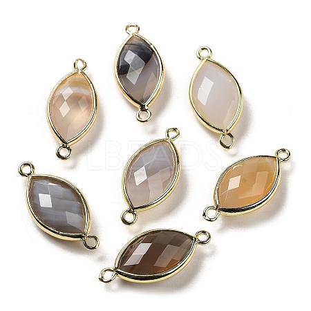 Natural Grey Agate Faceted Connector Charms G-K347-03G-16-1