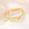 Mother's Day Brass Micro Pave Cubic Zirconia Cuff Open Rings CU-CBACDF6-07G-02-3