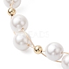 8mm Round Shell Pearl Copper Wire Wrapped Link Bracelet for Women BJEW-JB10316-3