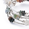 Five Loops Natural Indian Agate & Moonstone Wrap Bracelets BJEW-JB04488-02-2