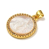 Rack Plating Brass Micro Pave Clear Cubic Zirconia Flat Round Pendants KK-U025-10G-03-2