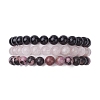 3Pcs 3 Styles Natural Mixed Gemstone Round Beaded Stretch Bracelets Set BJEW-JB10139-01-1