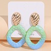 Baking Paint Alloy Rhombus Stud Dangle Earrings for Women WG48396-01-3