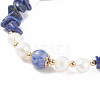 4Pcs 4 Style Natural Mixed Gemstone Chip Beaded Bracelets Set with Natural Pearl for Women BJEW-TA00072-5