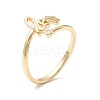 Word Love Cubic Zirconia Cuff Ring KK-K262-01G-1