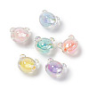 UV Plating Rainbow Iridescent Acrylic Beads OACR-H015-11-1