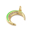 Moon Rack Plating Brass Micro Pave Cubic Zirconia Enamel Pendants KK-G504-06G-01-2