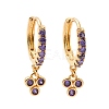 Purple Cubic Zirconia Grape Dangle Hoop Earrings EJEW-C030-12G-1
