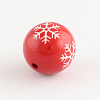 Round Acrylic Snowflake Pattern Beads X-SACR-S196-18mm-07-2