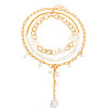 Aluminum & Plastic Pearl 3 Layer Nuggets Tassel Necklaces for Women WG0B97E-01-1
