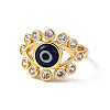 Lampwork Evil Eye Open Cuff Ring with Clear Cubic Zirconia RJEW-L104-03G-3