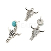 Synthetic Turquoise & Cattle Alloy Pendant Studs Earrings Sets SJEW-K002-04-2
