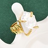 Square Natural Pearl Finger Rings RJEW-K286-09G-2